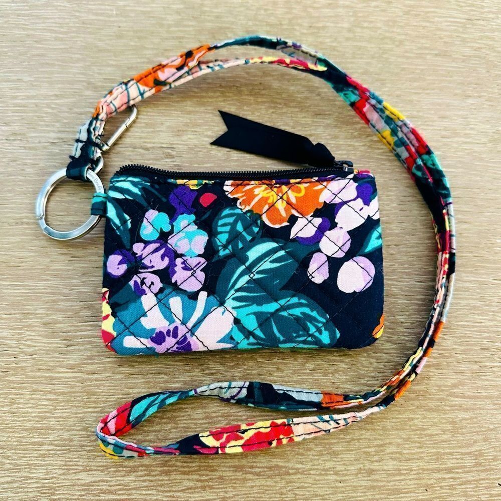 Vera Bradley Floral Quilted Fabric Keychain Lanyard ID Holder